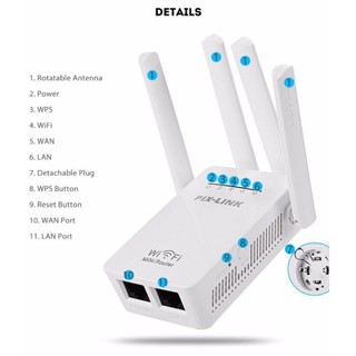 Wifi repeater PIXLINK PIXLINK LV-WR09 300M bps Wireless WiFi Router ช่วงสัญญาณ Extender 4 ภายนอกเสาอากาศ