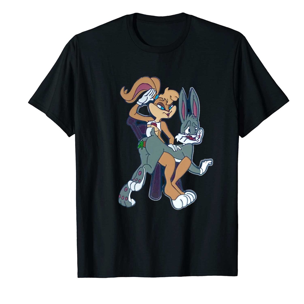 เสื้อยืดสีขาวbugs-bunny-geeky-amp-kinky-bad-bunnies-bugs-pin-geeky-and-kinky-shirt-ความสุขสําหรับเธอs-4xl