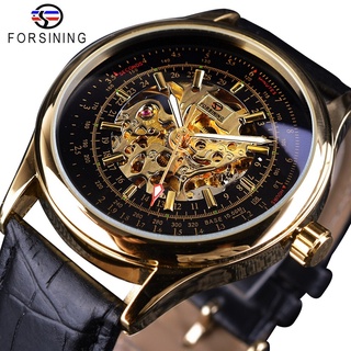 Forsining Classic Retro Design Transparent Case Creative Watch Mens Watches Top Brand Luxury Fashion Skeleton Wristwatch