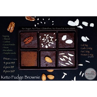 Keto Fudge Brownies บราวนี่คีโต (บราวนี่ดาร์คช็อคโกแล็ตฟัดจ์)