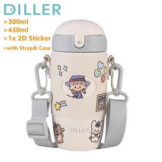 Diller Kids Vacuum Flask Thermos With Straw Stainless Steel Drinking Water Bottle (300ml/430ml) MLH8940