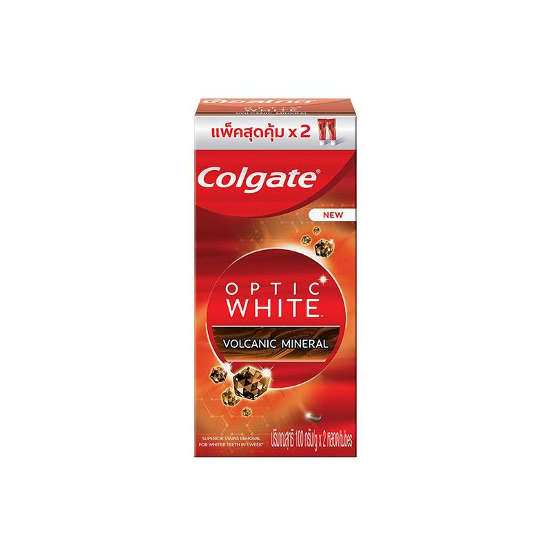 คอลเกต Colgate Optic White Volcanic Mineral 100 g. x 2 (แพ็คคู่ ...