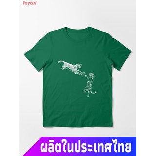 ROUNDคอลูกเรือNeck2022 Year of the Tiger ปีเสือ เสือ หัวสัตว์ ครอบงำ แมว ดุร้าย Cat Vs Tiger Clic Essential T-Shirt  คอก