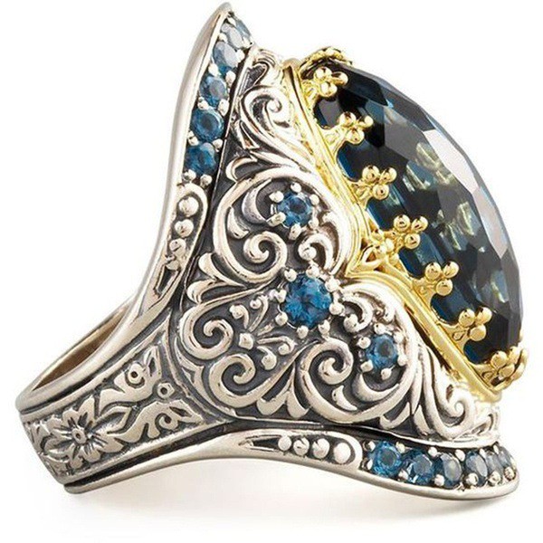 แหวนเพชรแหวนเพชรแหวนเงินแหวนแต่งงานแหวนเกลี้ยง-sapphire-gem-ring-silver-ring