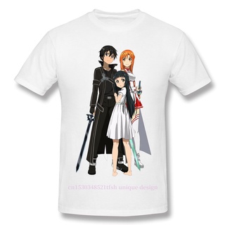 เสื้อยืดผ้าฝ้ายพิมพ์ลายคลาสสิก เสื้อยืดแขนสั้น พิมพ์ลาย Sword Art Online Alicization Sao Kirito Asuna Outre สีขาว แฟชั่น