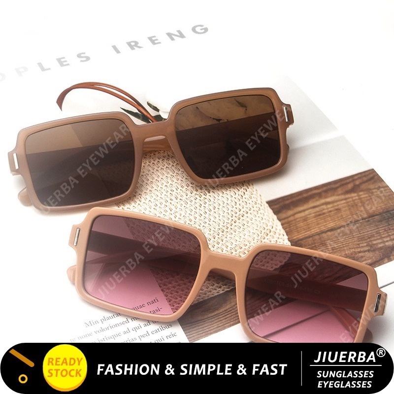 ภาพหน้าปกสินค้า(JIUERBA) แว่นตากันแดด กรอบสี่เหลี่ยมผืนผ้า สีแคนดี้ แฟชั่นฤดูร้อน สไตล์ตะวันตก เรียบง่าย สําหรับทุกเพศ