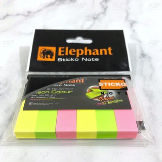 กระดาษโน้ตชิ้นเล็ก Sticko Note Neon colour ตราช้าง Elephant ขนาด 12x50มม. โพสต์อิท Post-it แบบกระดาษ