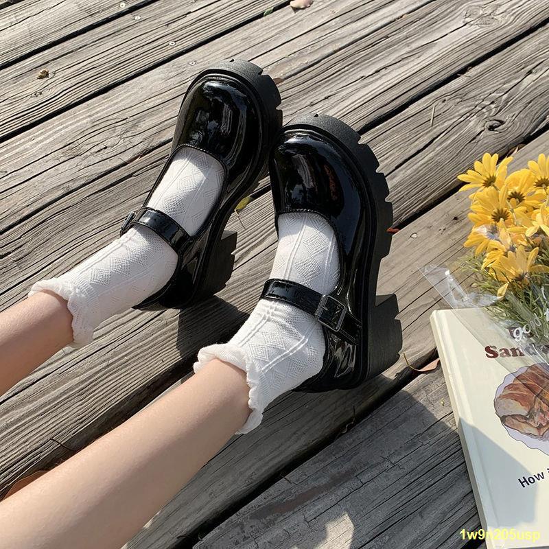 มีสินค้าในสต๊อก-แมรี่เจนรองเท้าผู้หญิงใหม่ส้นหนาหนาด้านล่างหัวกลมญี่ปุ่นjkเครื่องแบบรองเท้าอังกฤษขนาดเล็กรองเท้าหนัง