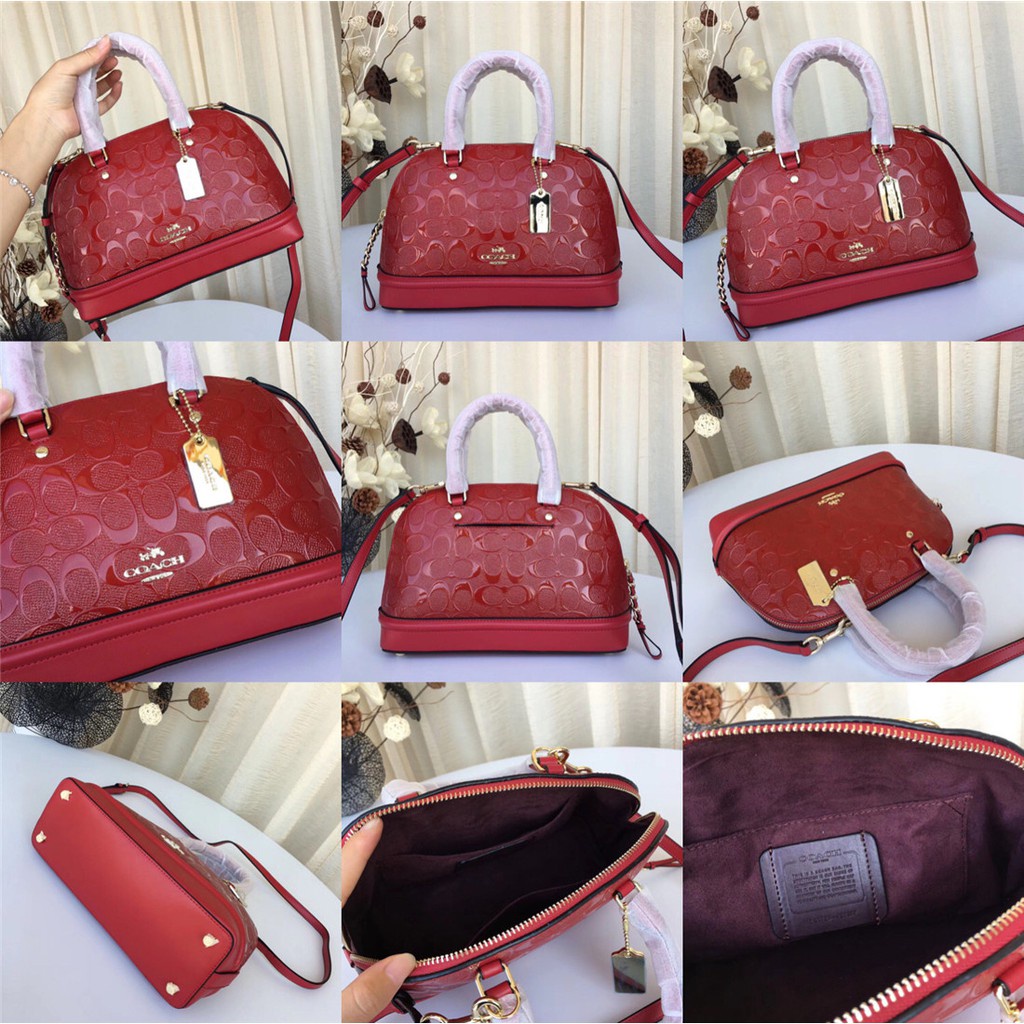 coach-f55450-f27597-mini-sierra-satchel-women-shoulder-small-debossed-patent-leather-crossbody-sling-bag-กระเป๋า