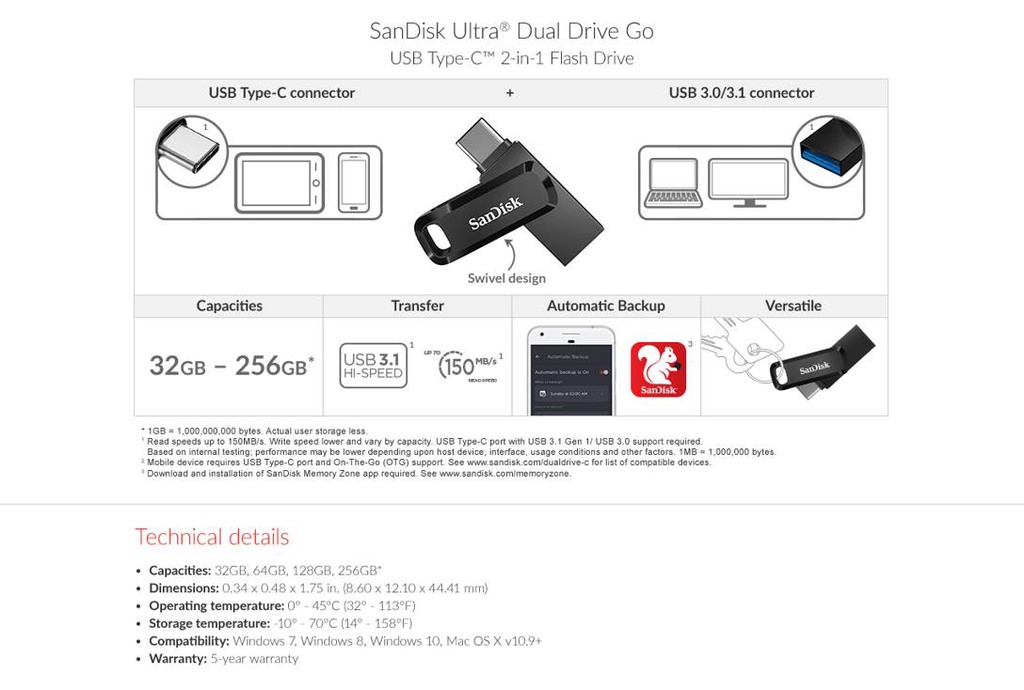 ภาพประกอบคำอธิบาย SanDisk Ultra Dual Drive Go USB Type-C 128GB (SDDDC3-128G-G46)