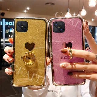 เคส OPPO Reno4 Z 5G 2020 New Phone Case CoreBling Glitter Be Loved Silicone Softcase With Ring Holder Casing เคสโทรศัพท์  Cover OPPO Reno4Z 5G