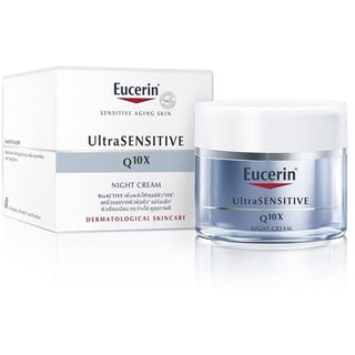 (1ชิ้น)Eucerin Ultrasensitive Q10X Night Cream 50ml ยูเซอริน อัลตร้าเซ็นซิทีฟ คิวเท็นเอ็กซ์ ไนท์ ครีม 50มล.
