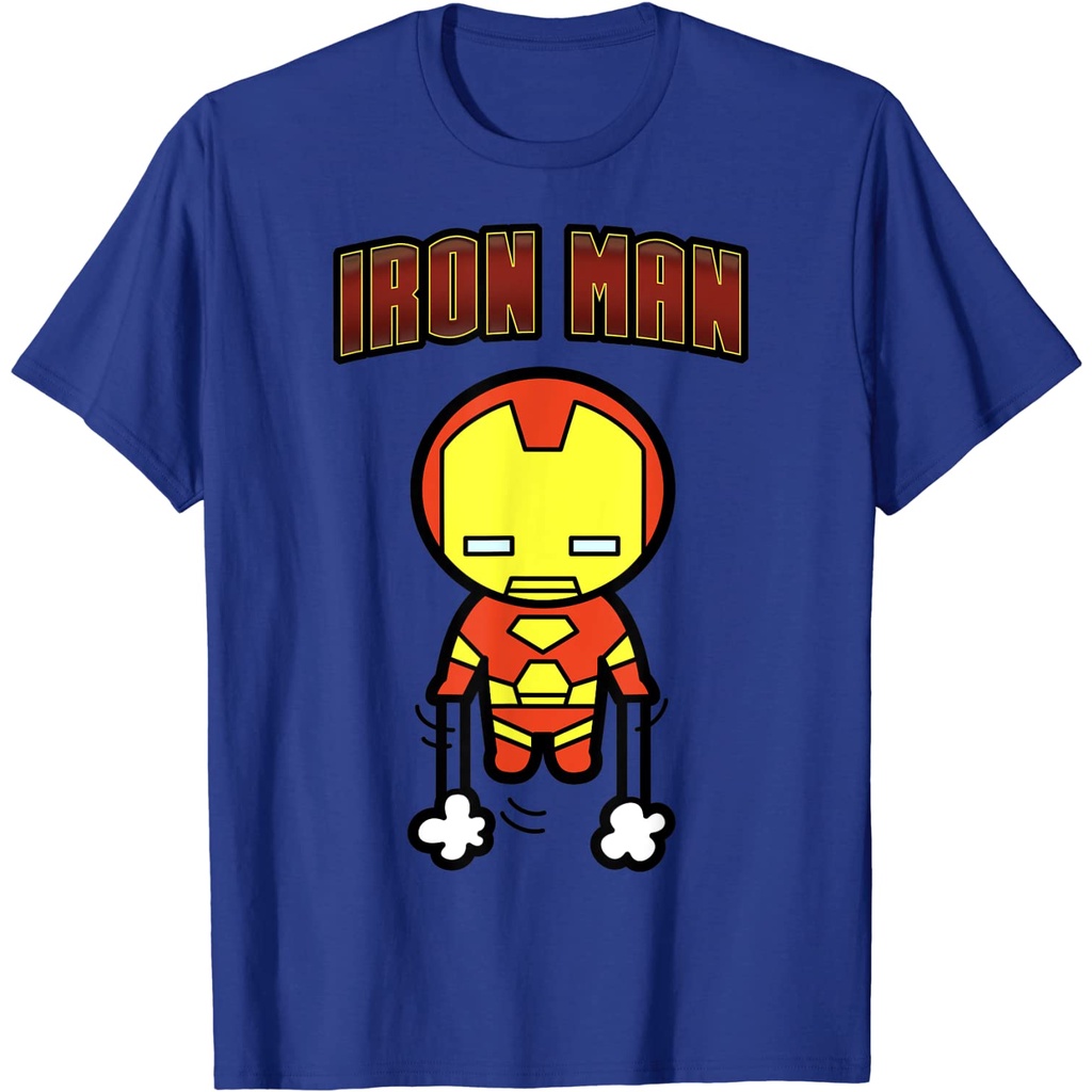 เสื้อยืดผ้าฝ้ายพรีเมี่ยม-เสื้อยืด-พิมพ์ลายกราฟฟิค-marvel-iron-man-invincible-flying