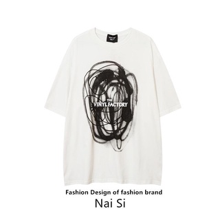 ผลิตภัณฑ์ใหม่👕เสื้อยืดแขนสั้น พิมพ์ลายกราฟฟิติ กราฟฟิติ Naisi ทรงหลวม อินเทรนด์คู่รัก สไตล์อเมริกัน แฟชั่นฤดูร้อน สําหร
