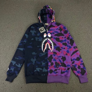 A BATHING APE เสื้อแจ็กเก็ตกันหนาว มีฮู้ด ลายพราง APE SHARK คุณภาพสูง