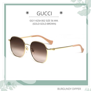 แว่นกันแดด GUCCI รุ่น GG1142SA 002 SIZE 56 MM. (GOLD-GOLD-BROWN)