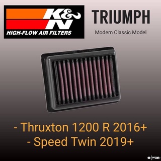 (ส่งภายใน 24 ชม.) กรองอากาศ ยี่ห้อ K&amp;N TB-1216 สำหรับ TRIUMPH ThruxtonR/RS 1200, Speed twin 1200