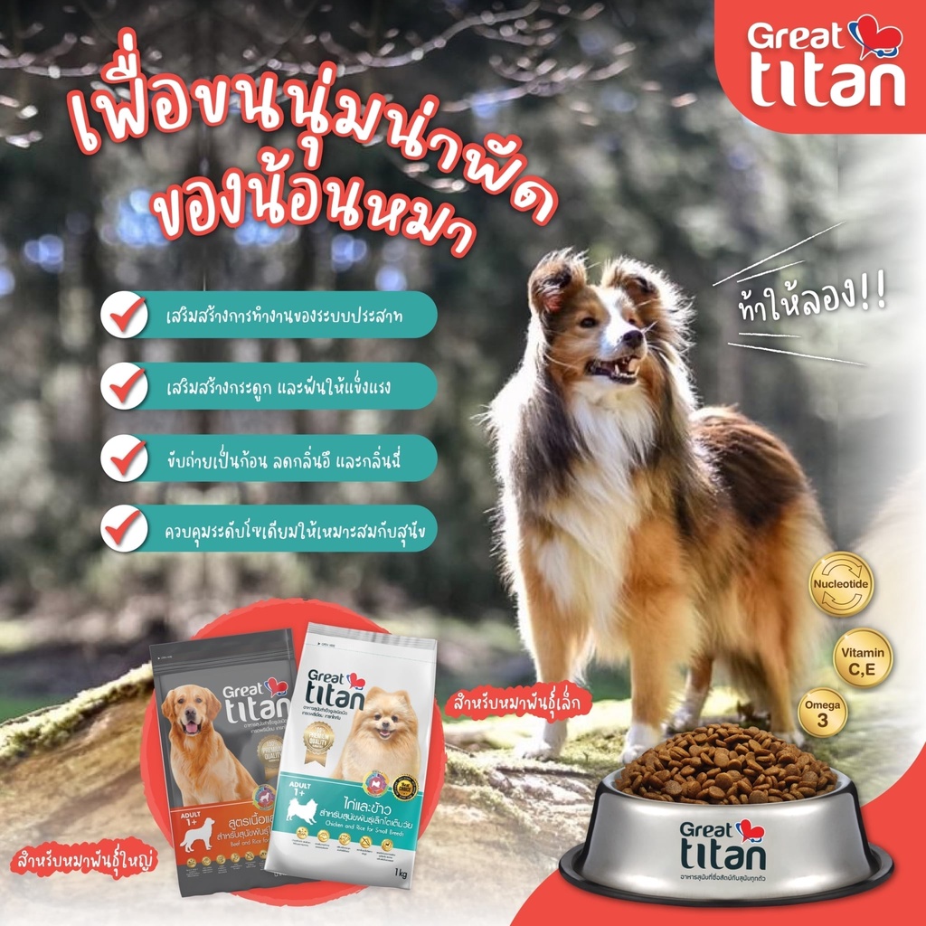 great-titan-อาหารเม็ดเกรดพรีเมี่ยม-1กิโลกรัม-สำหรับสุนัข-อายุ-1-ปีขึ้นไป-อาหารสุนัข-อาหารหมา