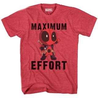 【🔥🔥】100%cotton เสื้อยืดคอวีผู้ชาย Marvel Deadpool Chibi Maximum Effort Mens T-Shirt men เสื้อ ยืด ผู้ชาย คอกลม โอเวอร