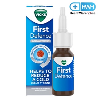 ภาพขนาดย่อของสินค้าVicks First Defense Nasal Spray 15 mL สเปรย์พ่นจมูก แก้หวัด ฆ่าไวรัสในโพรงจมูก Vicks First Defence Nasal Spray