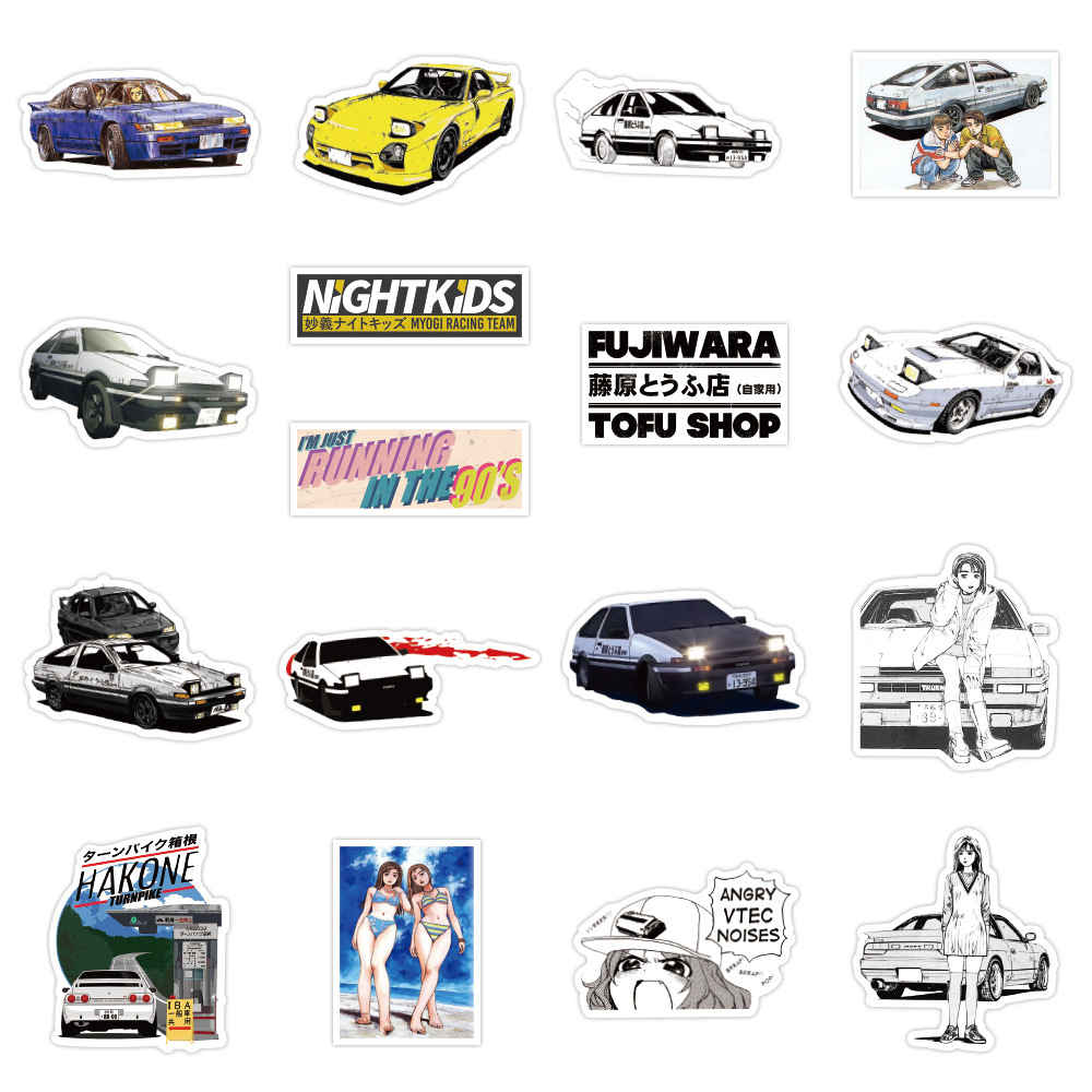 อินิเชียล-ดี-d-initial-d-sticker-สติกเกอร์กันน้ำรูปแบบที่แตกต่างกัน-40-50ชิ้น