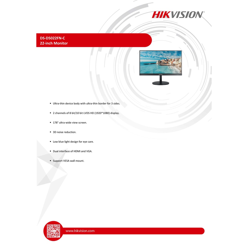 hikvision-จอมอนิเตอร์-ขนาดจอ-21-5-นิ้ว-รุ่น-ds-d5022fn-c-มีรูยึดขาแขวน