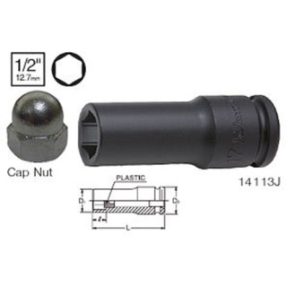 KOKEN 14113J-17 ลูกบ๊อกลมสำหรับ Cap Nut 1/2"-6P-17mm. มีกันชนพลาสติก