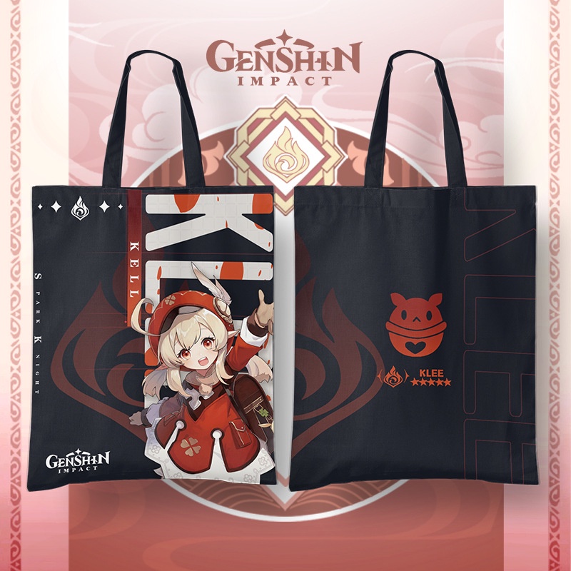 new-role-genshin-impact-anime-klee-xiao-double-sided-pattern-canvas-bag