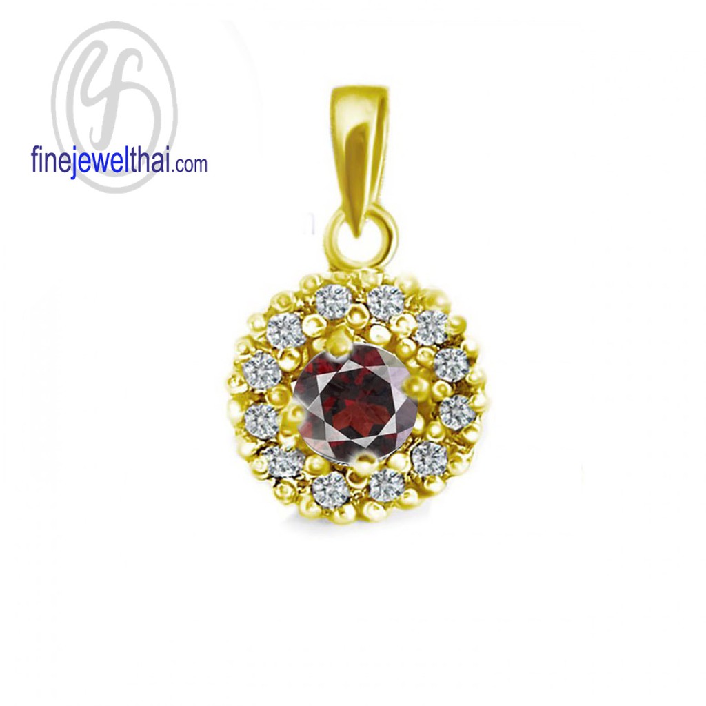 finejewelthai-จี้โกเมน-โกเมน-จี้พลอย-พลอยประจำเดือนเกิด-garnet-silver-pendant-birthstone-p1081gm00e