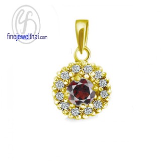 Finejewelthai-จี้โกเมน-โกเมน-จี้พลอย-พลอยประจำเดือนเกิด-Garnet-Silver-Pendant-Birthstone-P1081gm00e