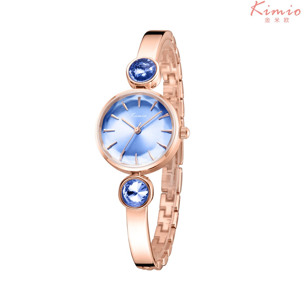 นาฬิกา-kimio-สุภาพสตรี-ตัวเรือนสี-rose-gold-หน้าปัดน้ำเงิน-japan-quartz-movement