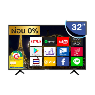 (ใช้โค้ดลดเหลือ 3168) Worldtech ทีวี 32 นิ้ว Smart TV HD Ready + สาย HDMI (2xUSB, 1xHDMI) Netflix YouTube Internet Wifi Games Disney Hotstar Line TV เกมส์ ราคาพิเศษ ราคาถูกๆ (ผ่อนชำระ 0%) รับประกัน1ปี ภาพคมชัด ความละเอียด HD