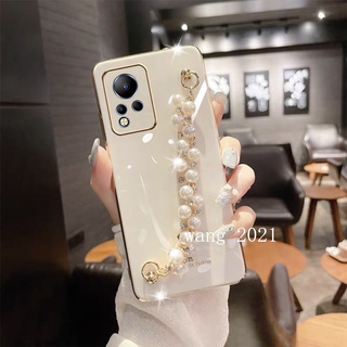 Ready Stock 2022 New Phone Case เคสโทรศัพท Infinix Note 12 G96 G88 Hot 12 Play 12i SMART 6 HD เคส  Casing Slim Plating with Pearl Rhinestone Bracelet Soft Case Back Cover