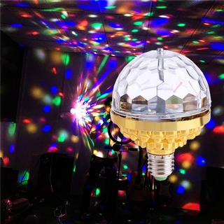 E27 โคมไฟดิสโก้บอล LED 6W RGB หมุนได้ หลากสี สําหรับตกแต่งเวที ปาร์ตี้