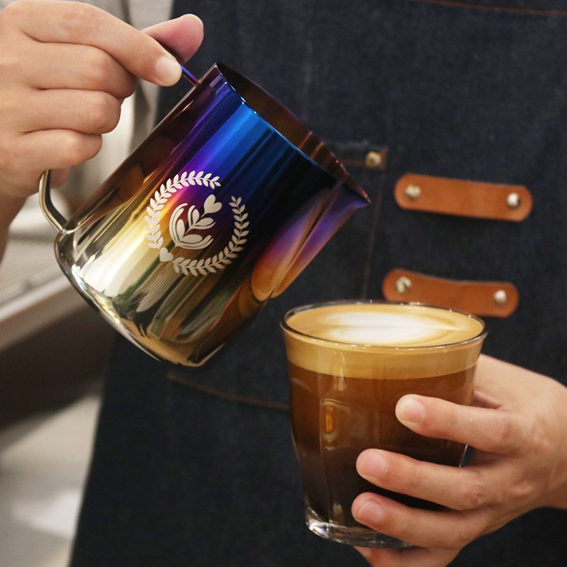 latte-cup-coffee-เครื่องวัดอุณหภูมิสแตนเลสสตีลที่กินได้จับคู่ถ้วยฟองนมอิตาเลี่ยนสีปากแหลมถ้วยลาเต้