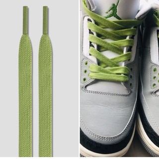 Fit air jordan3 chlorophyll green shoelace aj3 flat wide female male original fluorescent green aj1mid shoe rope