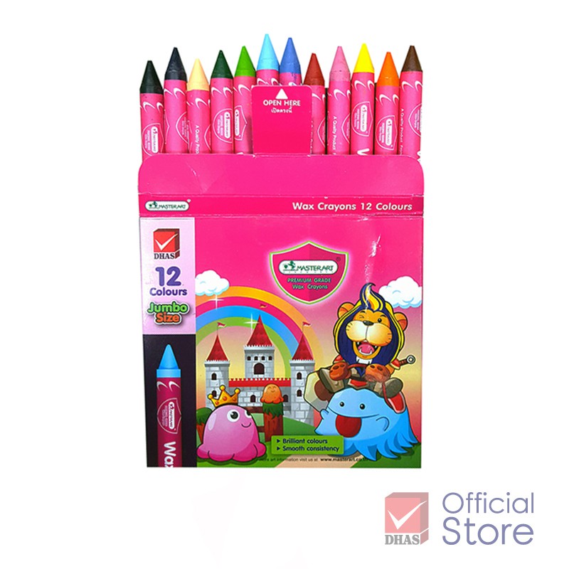 ภาพหน้าปกสินค้าMaster Art สีเทียนสำหรับเด็ก ขนาดจัมโบ้ 12 สี จำนวน 1 กล่อง สีเสริมพัฒนาการ จากร้าน dhas_official_store บน Shopee