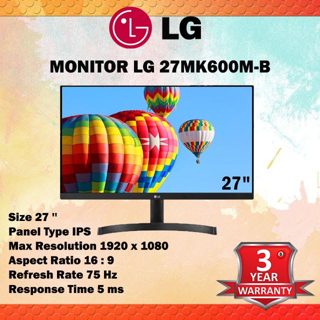 ภาพหน้าปกสินค้าMonitor 27'' LG 27MK600M-B / 27MP400-B 24MK600,24MP410-B, 22mk600 (IPS, HDMI) 75Hz จากร้าน hpbyiqink บน Shopee
