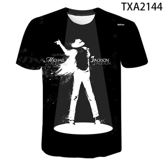 [100% Cotton] ใหม่ เสื้อยืดลําลอง แขนสั้น พิมพ์ลาย Michael Jackson 3D สไตล์ฮิปฮอป สตรีท สําหรับผู้ชาย