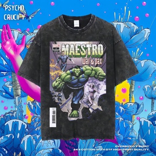 เสื้อยืด ขนาดใหญ่ พิมพ์ลาย Psycho Crucify Hulk Maestro War &amp; Pax สําหรับผู้ชาย | หินล้างทําความสะอาด | เสื้อยืด ขนาดใหญ่