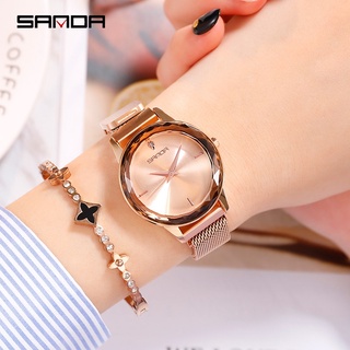 SANDA Luxury Brand ladies Crystal Watch Women Dress Watch Fashion Quartz Watch Female Stainless Steel Wristwatches 1005