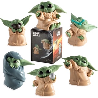 ของเล่นเด็ก โมเดลฟิกเกอร์ The Mandalorian Baby Yoda Star Wars ขนาดเล็ก น่ารัก 4-6 ซม. 6 ชิ้น ต่อชุด