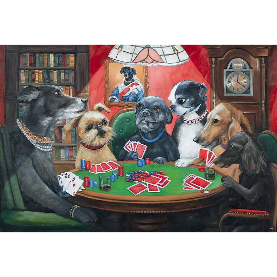 โปสเตอร์-รูปวาด-หมา-ล้อเลียน-dogs-playing-poster-24-x35-inch-classic-vintage-dog-painting-v6