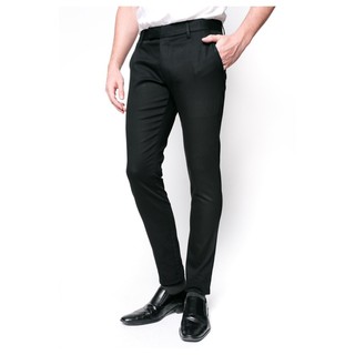 B&amp;B menswear กางเกงขายาว ทรงเดฟ ผ้ายืด Chino Pant ( BLACK ดำ ) กางเกงชิโน่ กางเกงทำงาน กางเกงสแลค สแลค กางเกงนักศึกษา