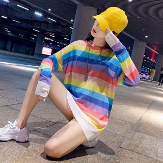 เสื้อRainbow สดใส ตามเนื้องาน เป็นผ้ายืดสปริงๆ