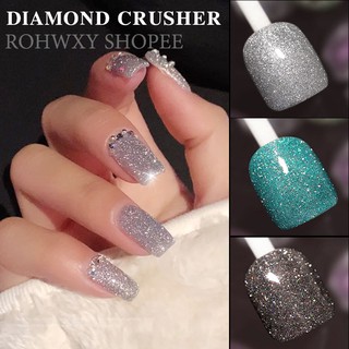 สินค้า ROHWXY ✨สีกลิตเตอร์ สีทาเจลวิ้งๆ✨สีกลิตเตอร์เบาบางคุด✨Flash Diamond Nail Polish