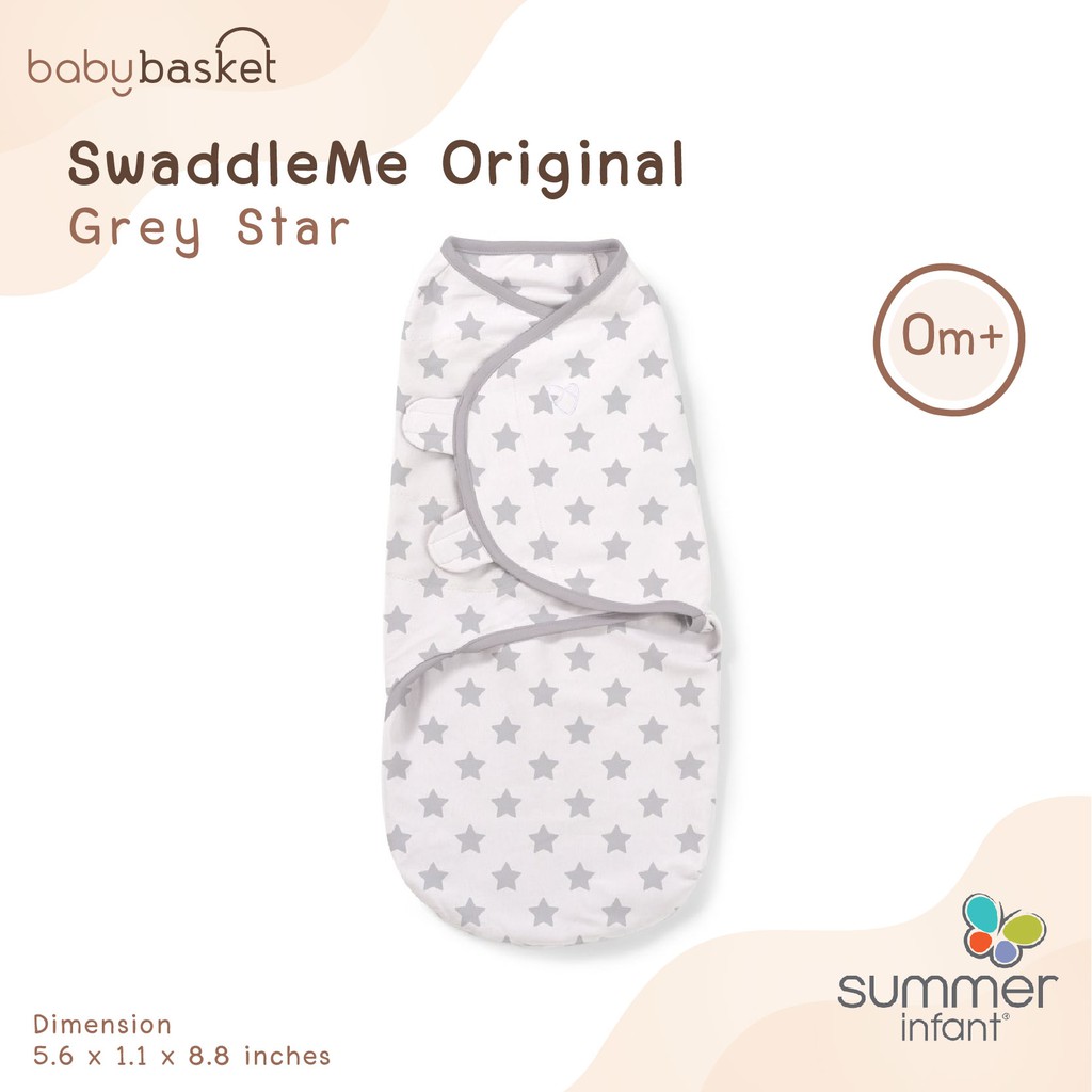 Summer SwaddleMe Original Grey Star ผ้าห่อตัวเด็กแรกเกิด เนื้อผ้านิ่ม