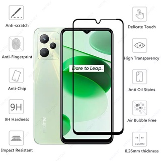 ฟิล์มกระจกนิรภัยเต็มจอ Realme C35 ฟิล์มเต็มจอ ใส่เคสได้ ขอบดำ ฟิล์มกันกระแทก ฟิล์มกระจกกันรอย หน้าจอ ส่งจากไทย
