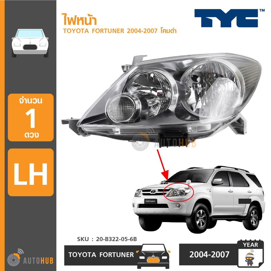 tyc-ไฟหน้า-toyota-fortuner-ปี-2004-2007-โคมดำ