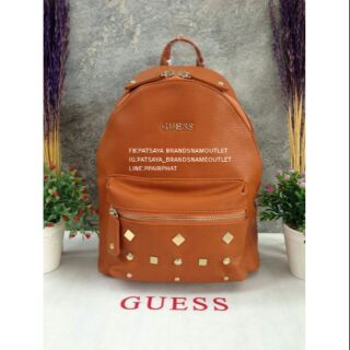 GUESS CANSON BACKPACK ของแท้❗💯️กระเป๋าเป้หนังเนื้อนิ่มสัมผัสคล้ายหนังแท้ ด้านหน้าแต่งหมุดกิ๊ปเก๋